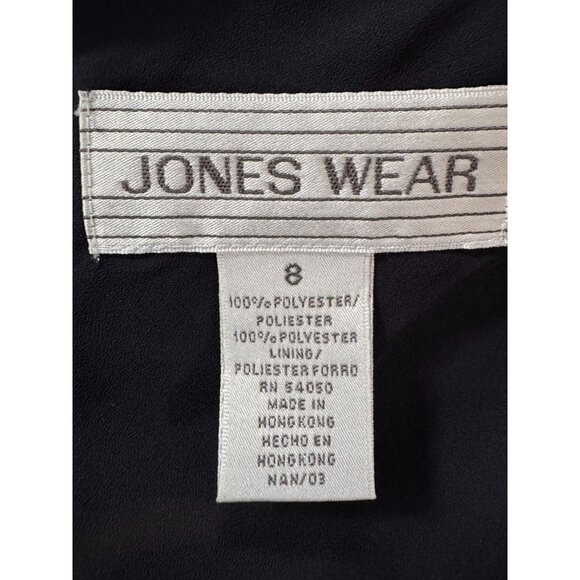 Jones Wear Womens Floral Sleeveless Top Size 8 Blue & Black Polyester Smocked St - Picture 15 of 16